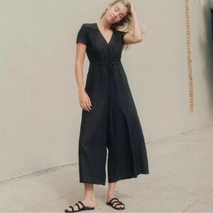 Christy Dawn Women's NWT Dawn Jumper Noir Black Linen Jumpsuit Wide Leg Small